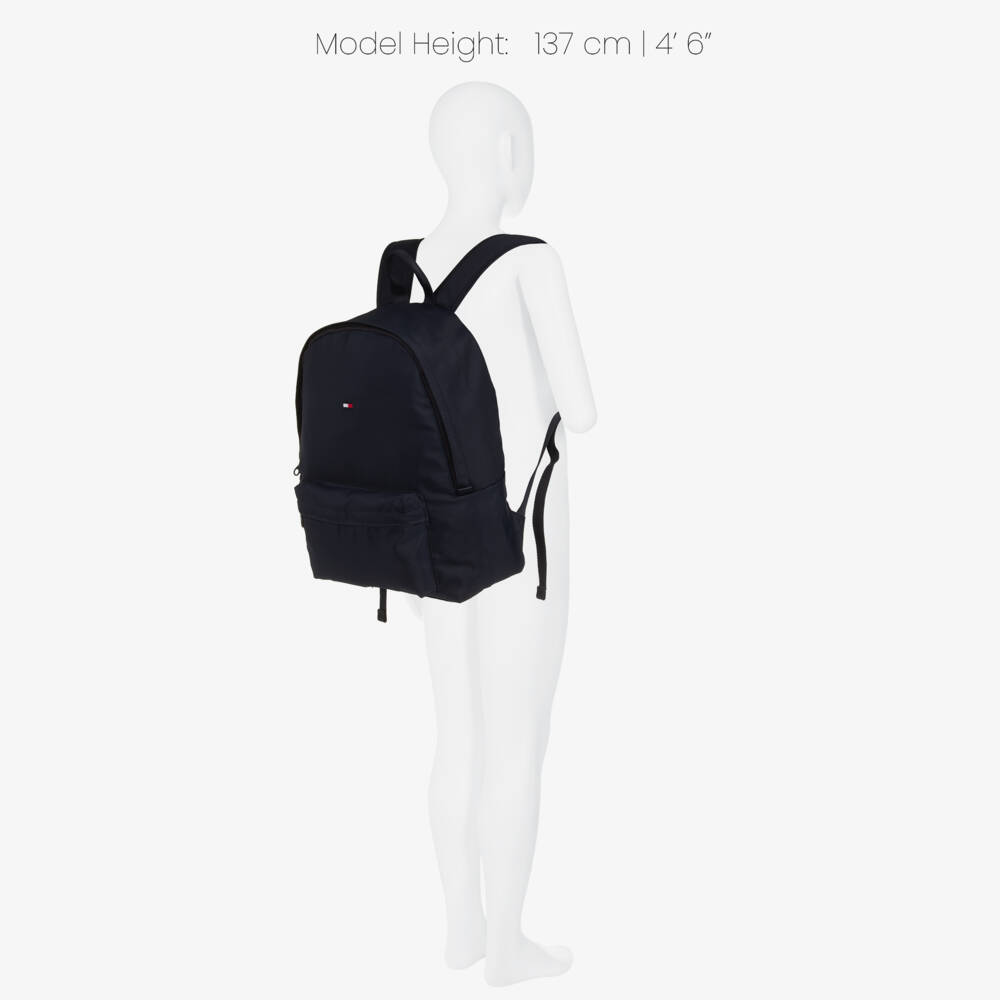 Tommy Hilfiger-Navy Blue Canvas Flag Logo Backpack (40cm) | Childrensalon