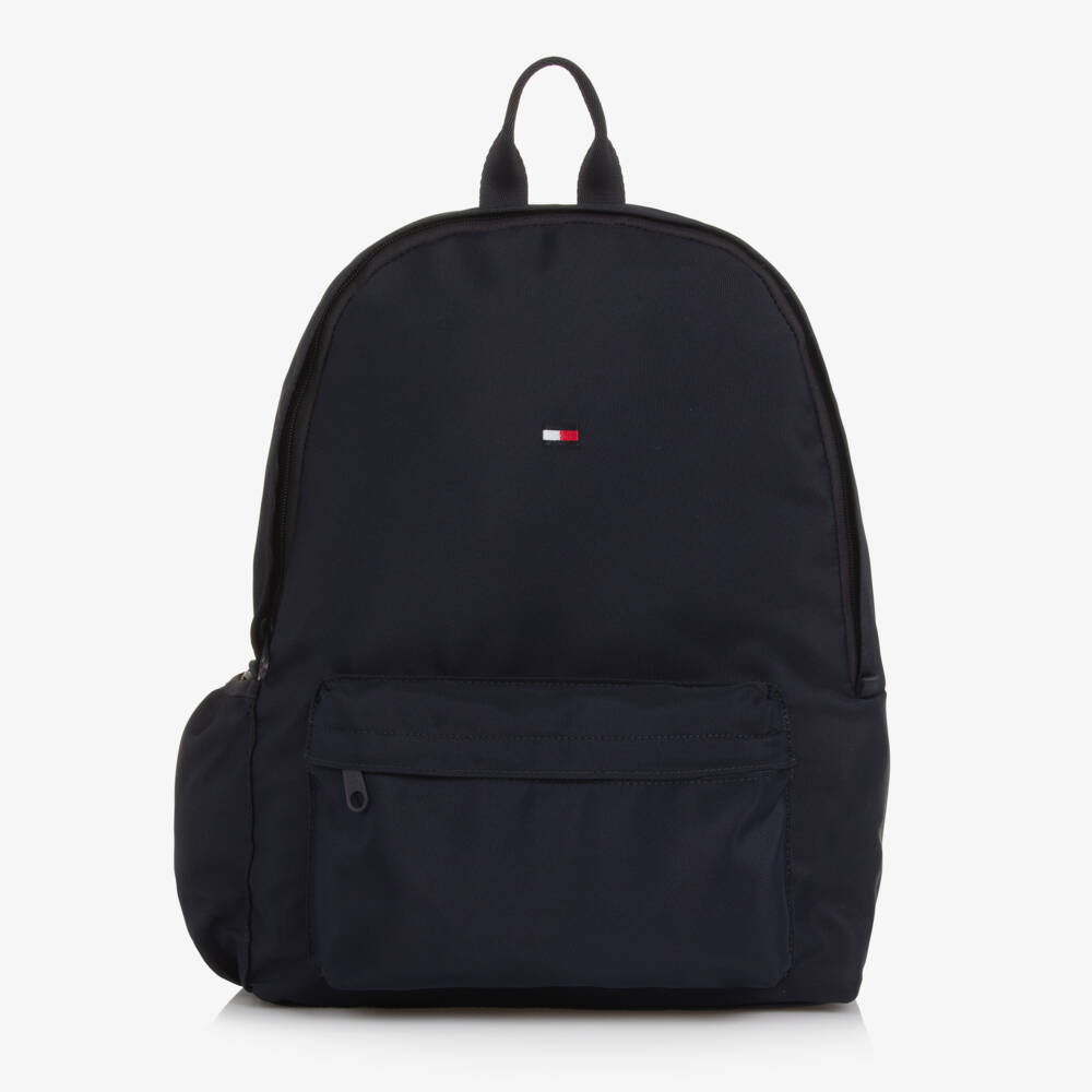 Tommy Hilfiger-Navy Blue Canvas Flag Logo Backpack (40cm) | Childrensalon