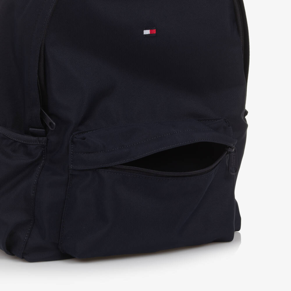Tommy Hilfiger-Navy Blue Canvas Flag Logo Backpack (40cm) | Childrensalon