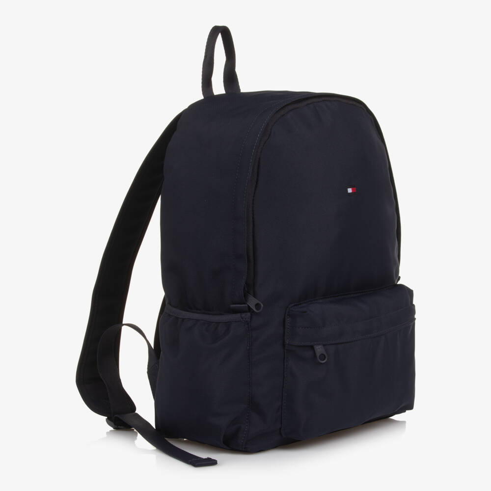 Tommy Hilfiger-Navy Blue Canvas Flag Logo Backpack (40cm) | Childrensalon
