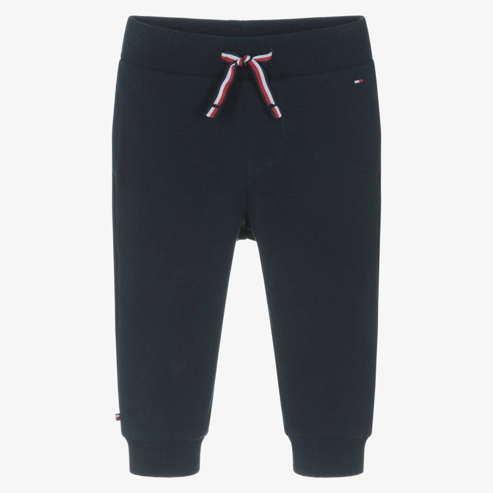 Tommy Hilfiger-Navy Blue Cotton Baby Drawstring Joggers | Childrensalon