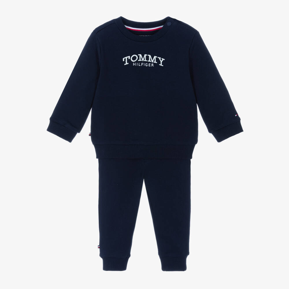 Tommy Hilfiger-Navy Blue Cotton Embroidered Logo Tracksuit | Childrensalon