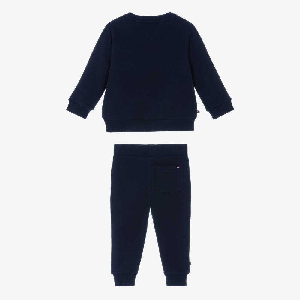 Tommy Hilfiger-Navy Blue Cotton Embroidered Logo Tracksuit | Childrensalon