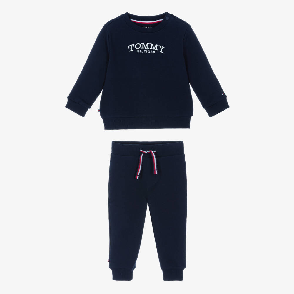 Tommy Hilfiger-Navy Blue Cotton Embroidered Logo Tracksuit | Childrensalon