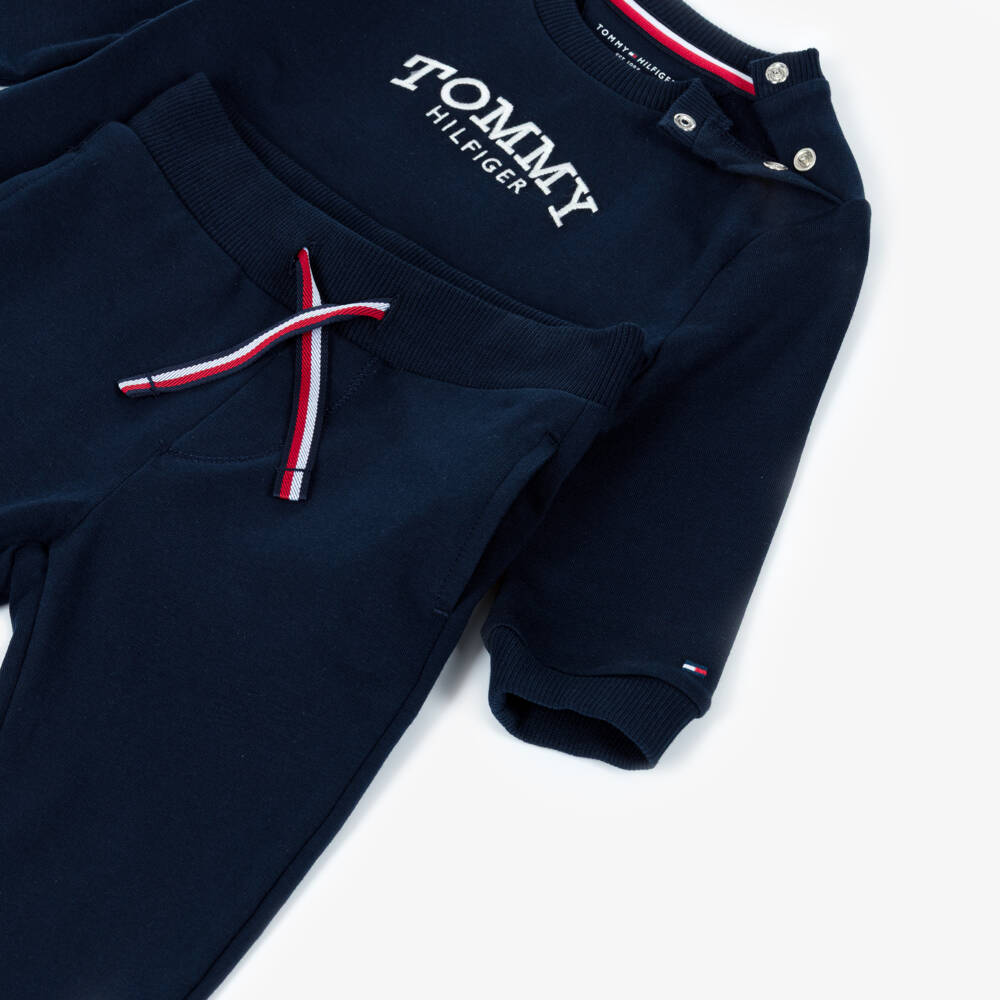 Tommy Hilfiger-Navy Blue Cotton Embroidered Logo Tracksuit | Childrensalon