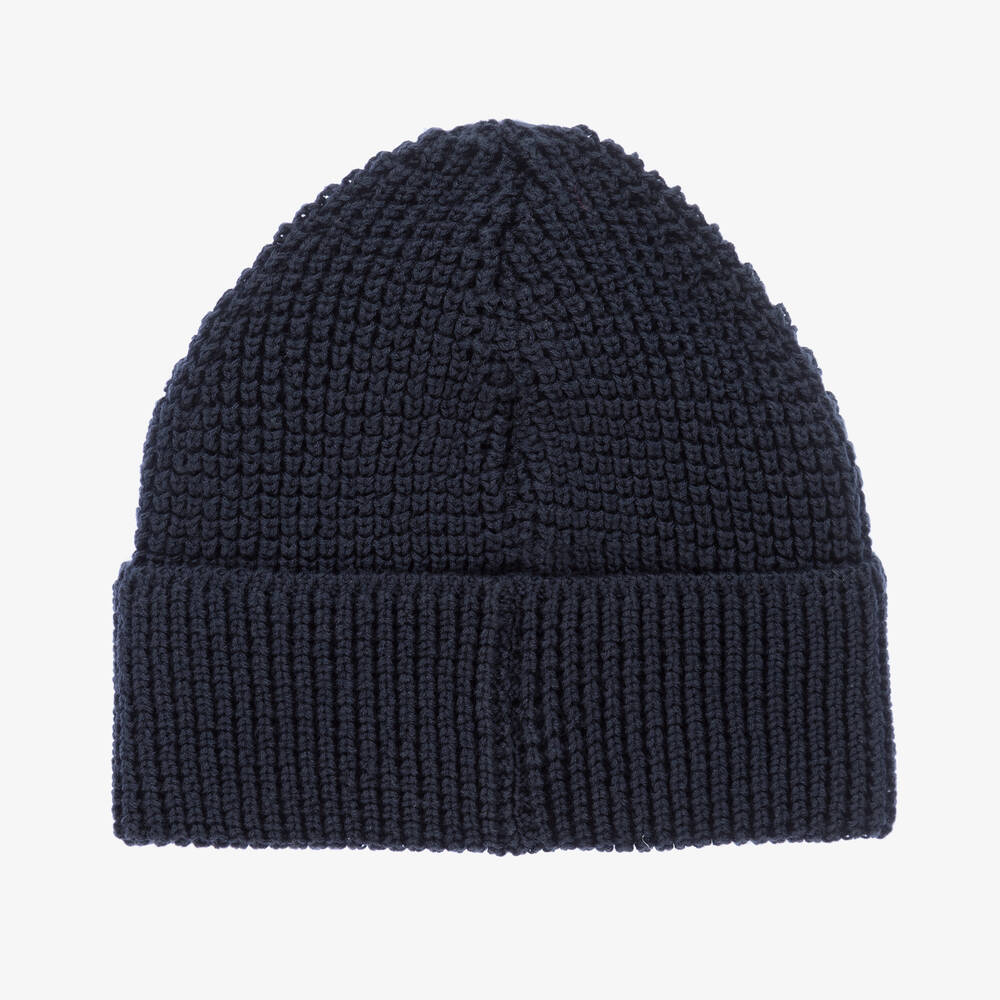 Tommy Hilfiger-Navy Blue Flag Logo Beanie Hat | Childrensalon