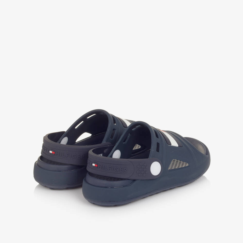 Tommy Hilfiger-Navy Blue Flag Logo Slide Sandals | Childrensalon