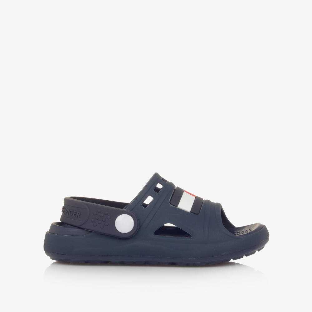 Tommy Hilfiger-Navy Blue Flag Logo Slide Sandals | Childrensalon