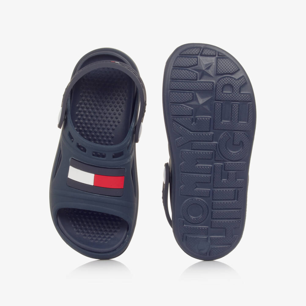Tommy Hilfiger-Navy Blue Flag Logo Slide Sandals | Childrensalon