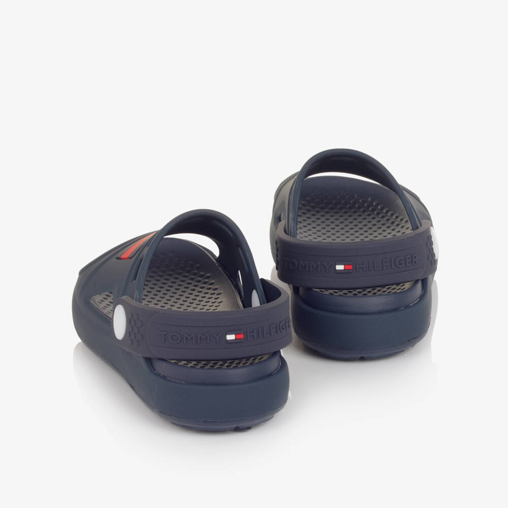 Tommy Hilfiger-Navy Blue Flag Logo Slide Sandals | Childrensalon