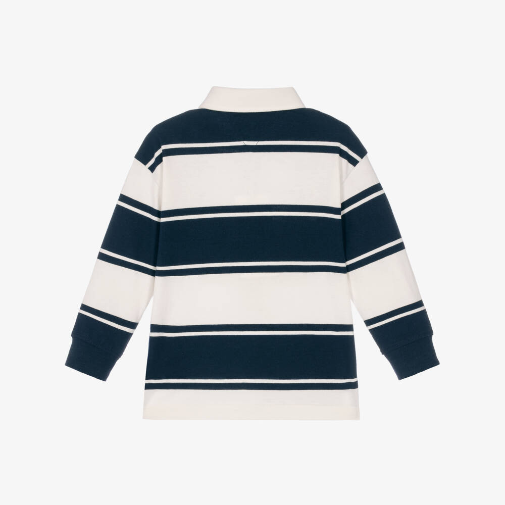 Tommy Hilfiger-Navy Blue & Ivory Peanuts Rugby Shirt | Childrensalon