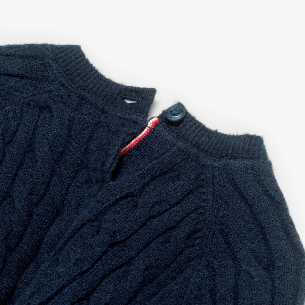 Tommy Hilfiger-Navy Blue Knitted Baby Trouser Set | Childrensalon