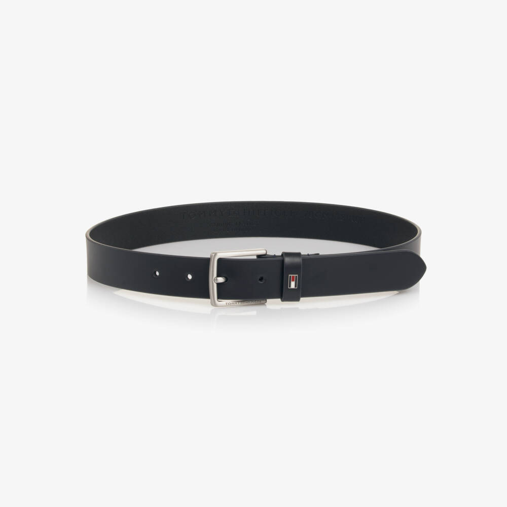 Tommy Hilfiger-Navy Blue Leather Belt with Logo Detail | Childrensalon