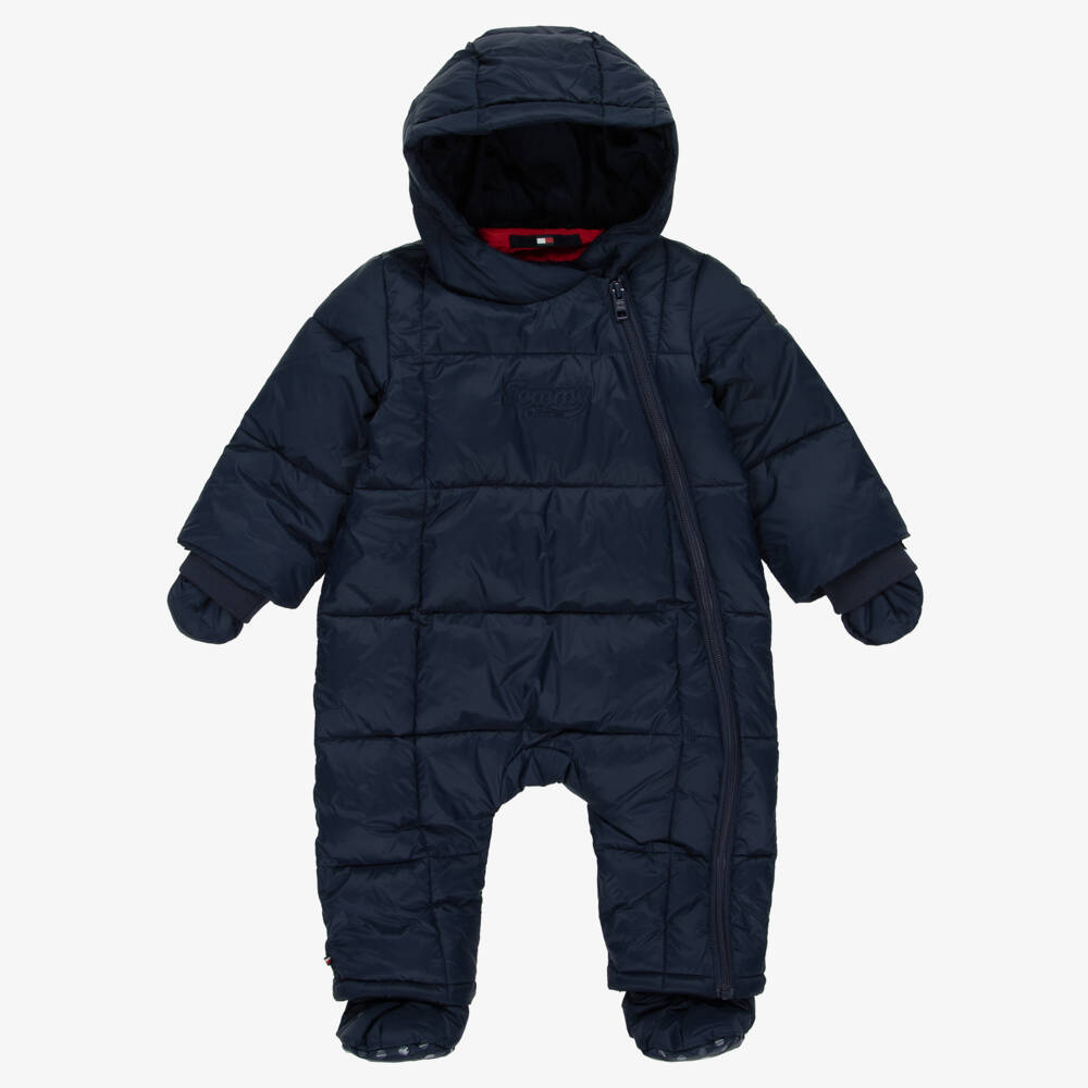 Tommy Hilfiger-Navy Blue Padded Baby Snowsuit | Childrensalon