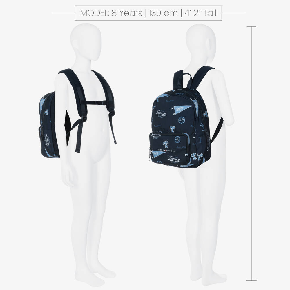 Tommy Hilfiger-حقيبة ظهر كانفاس بطبعة شعار فارسيتي كحلي (37 سم) | Childrensalon