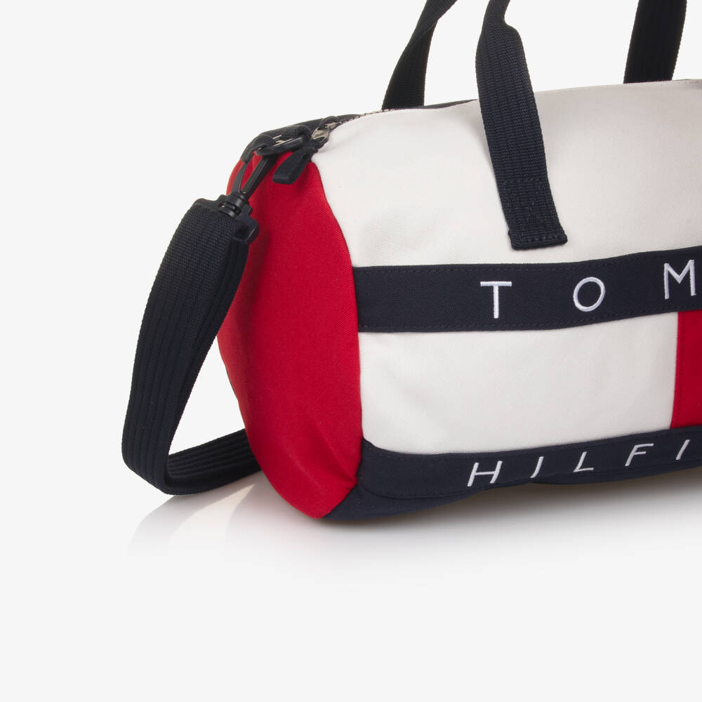 Tommy Hilfiger-Navy Blue & White Canvas Flag Logo Sports Bag (36cm) | Childrensalon