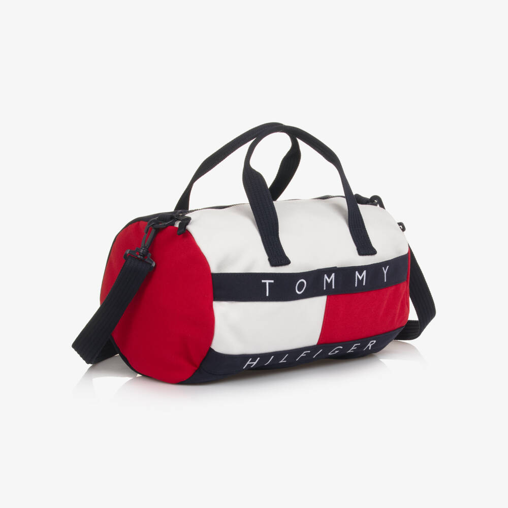 Tommy Hilfiger-Navy Blue & White Canvas Flag Logo Sports Bag (36cm) | Childrensalon