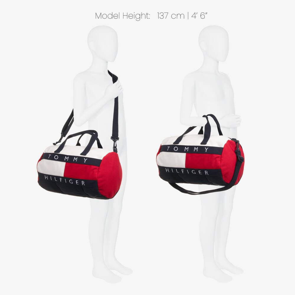 Tommy Hilfiger-Navy Blue & White Canvas Flag Logo Sports Bag (36cm) | Childrensalon