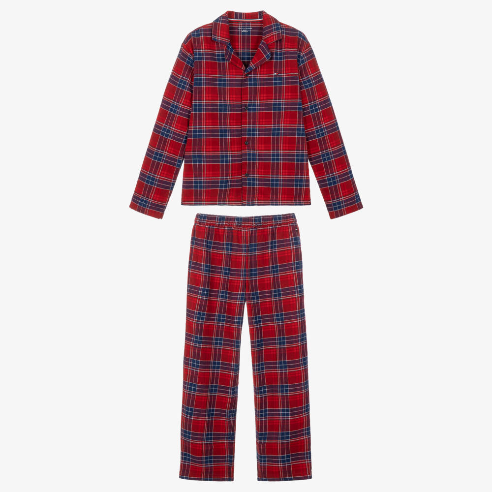 Tommy Hilfiger-Red & Blue Tartan Flannel Pyjamas | Childrensalon