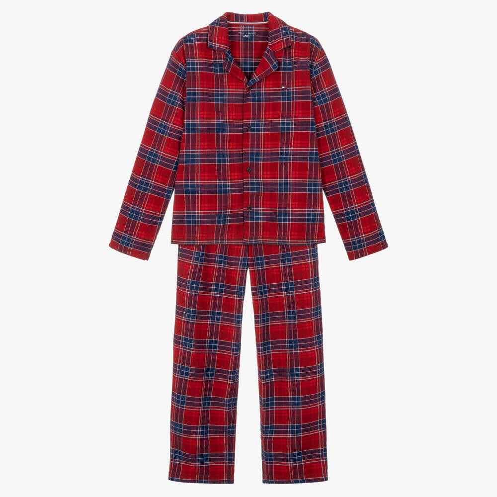 Tommy Hilfiger-Red & Blue Tartan Flannel Pyjamas | Childrensalon