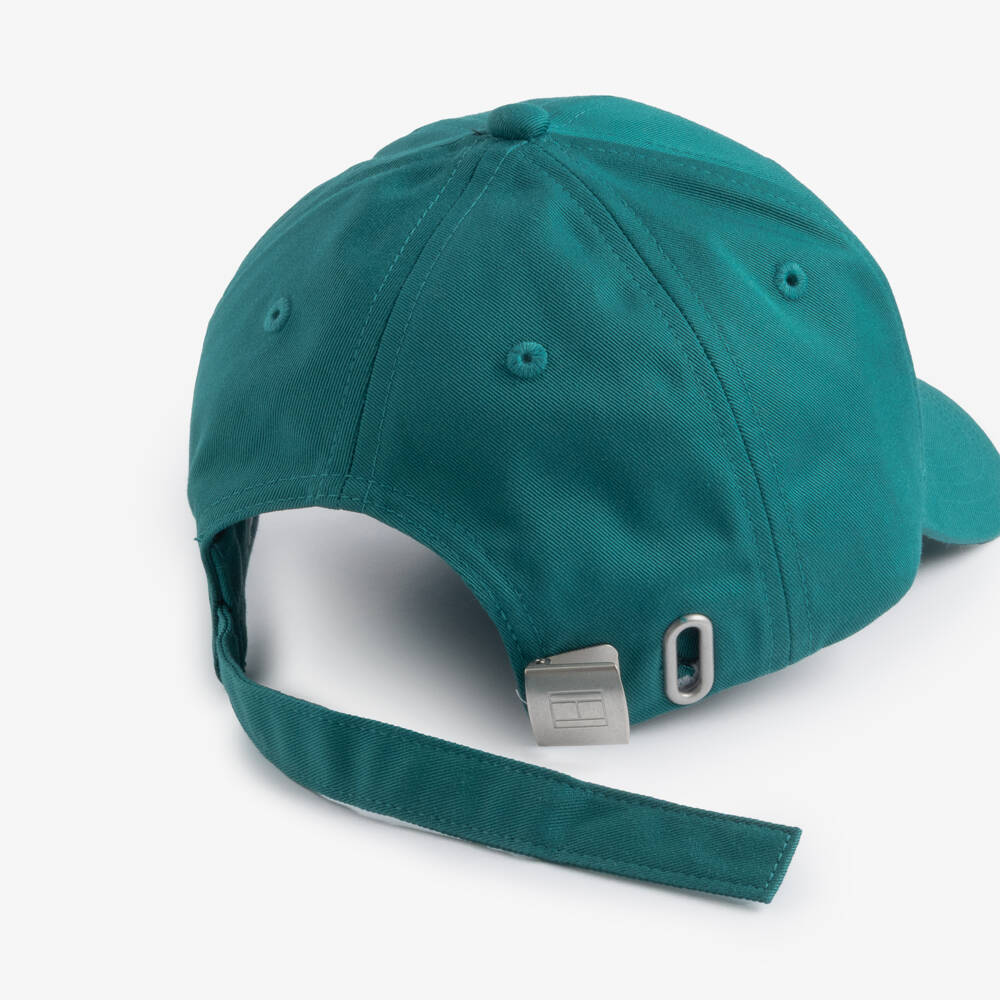 Tommy Hilfiger-Teal Green Flag Logo Patch Cap | Childrensalon
