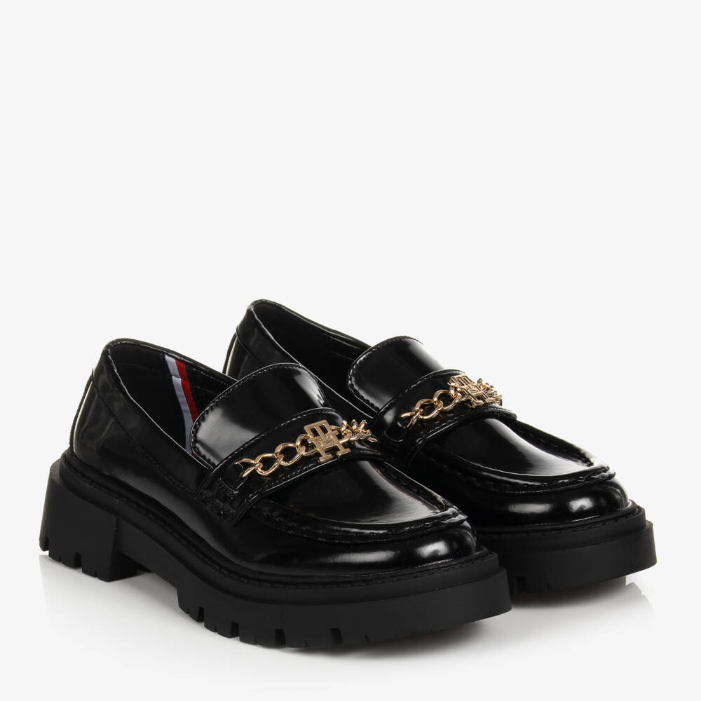 Tommy Hilfiger - Teen Girls Black Faux Leather Loafers | Childrensalon Tommy Hilfiger - Teen Girls Black Faux Leather Loafers | Childrensalon