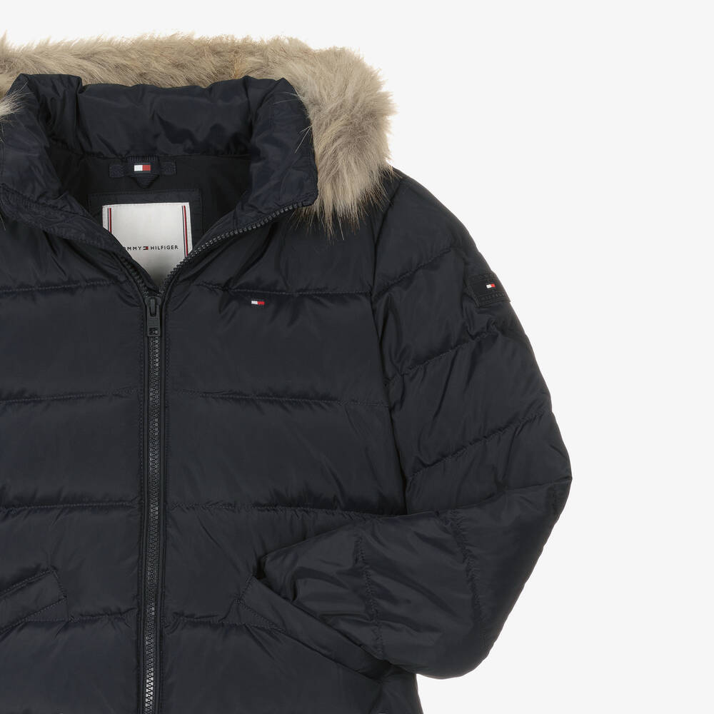 Tommy Hilfiger-Teen Girls Navy Blue Down Padded Jacket | Childrensalon