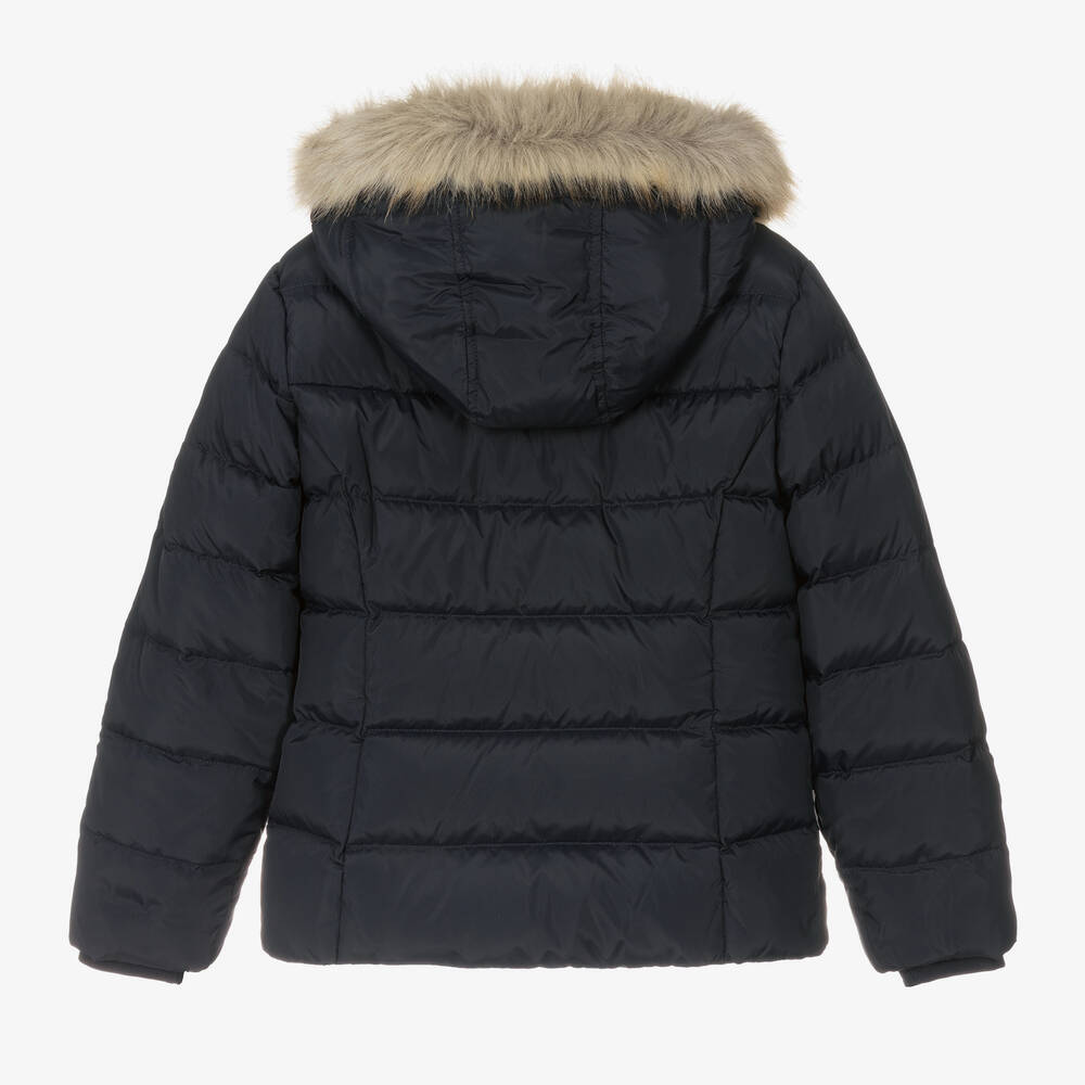 Tommy Hilfiger-Teen Girls Navy Blue Down Padded Jacket | Childrensalon