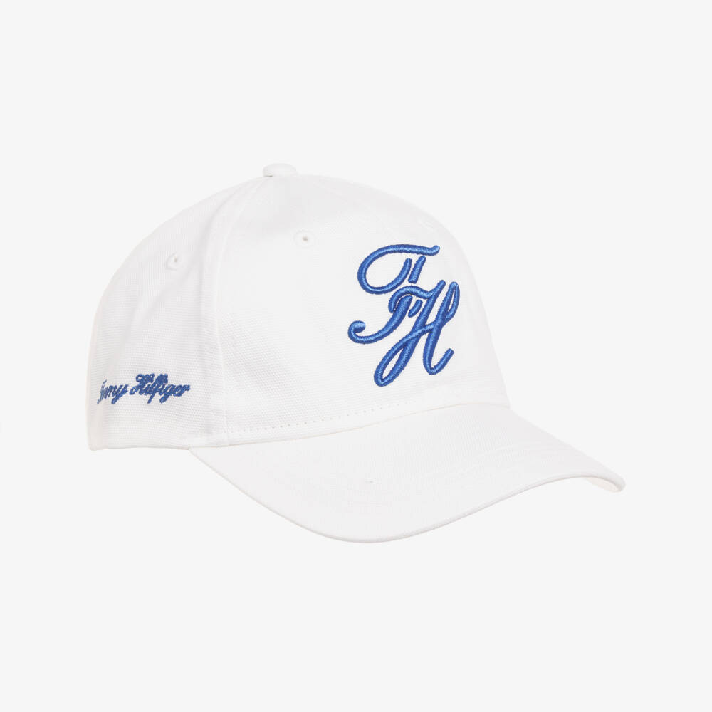 Tommy Hilfiger-White Canvas Cap with Script Logo | Childrensalon