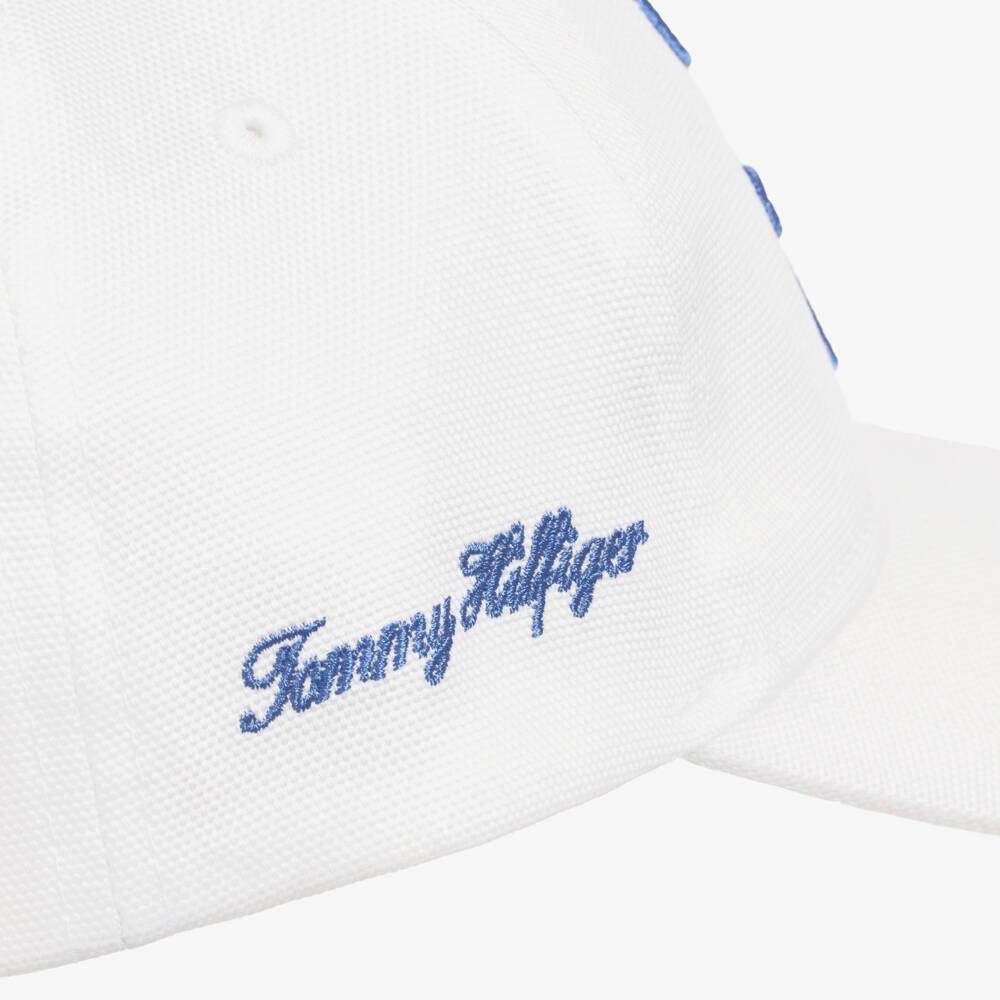 Tommy Hilfiger-White Canvas Cap with Script Logo | Childrensalon
