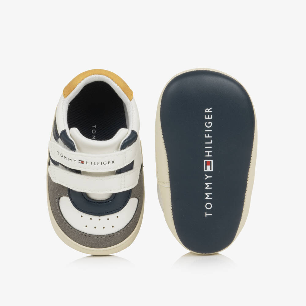 Tommy Hilfiger-White Colourblock Baby Pre-Walker Trainers | Childrensalon