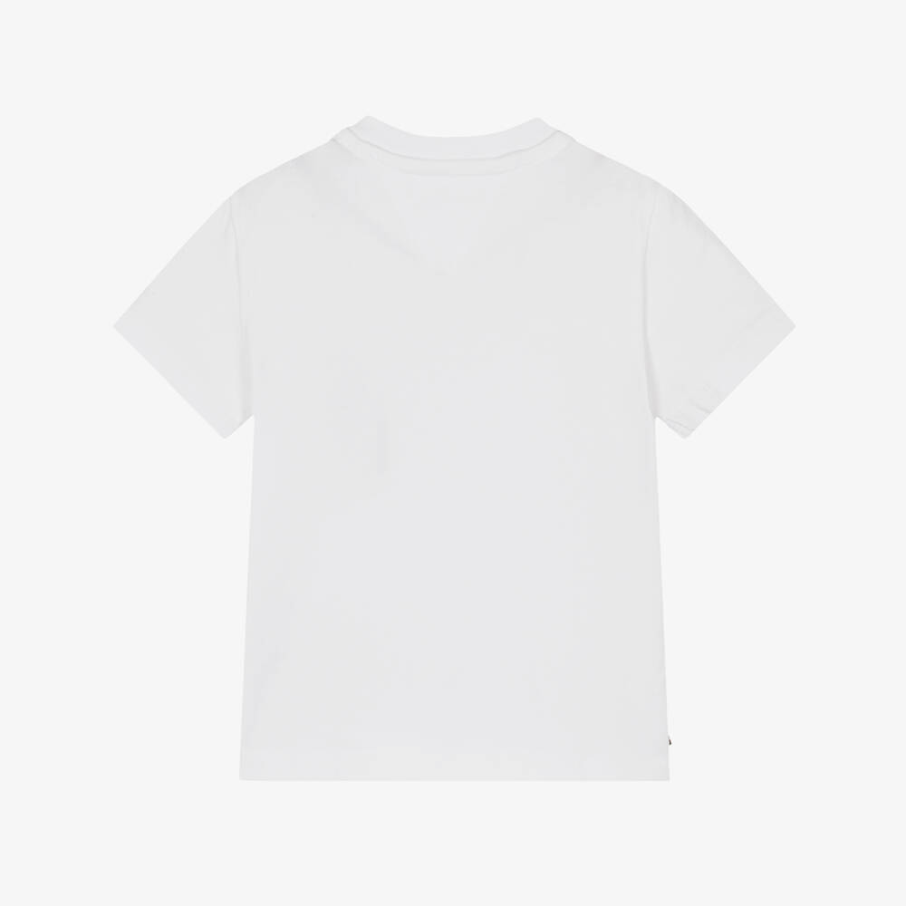 Tommy Hilfiger-White Cotton Baby T-Shirt with Varsity Logo | Childrensalon