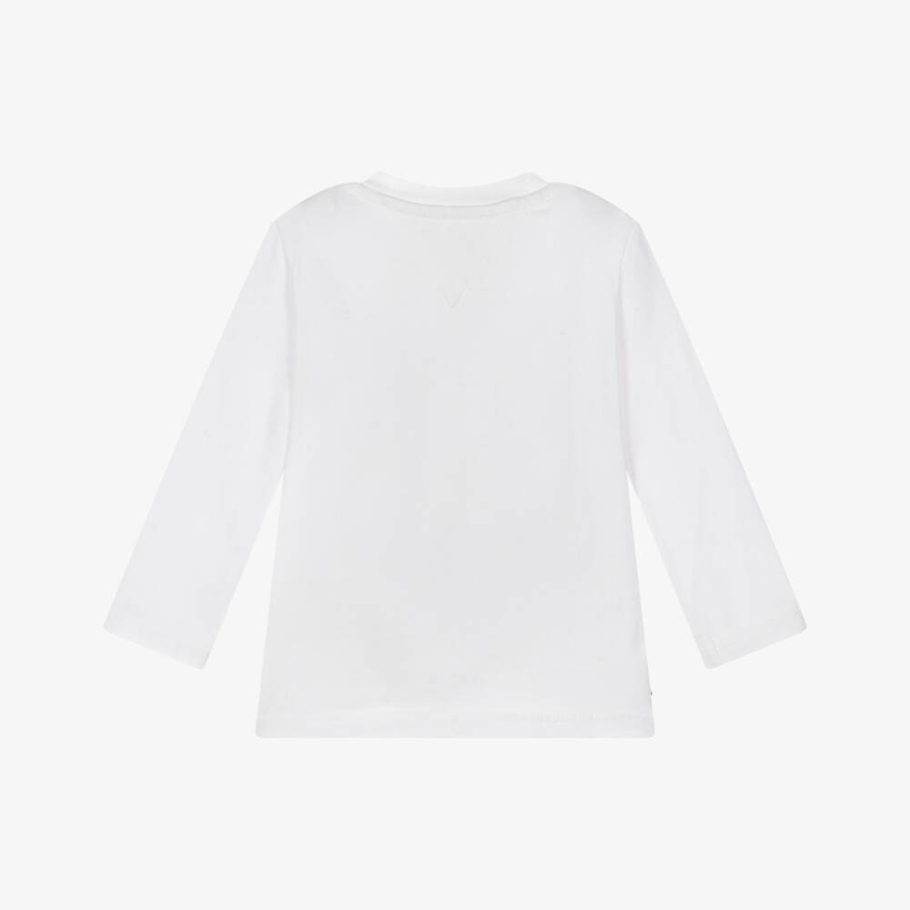 Tommy Hilfiger-توب بأكمام طويلة قطن لون أبيض للرضع | Childrensalon