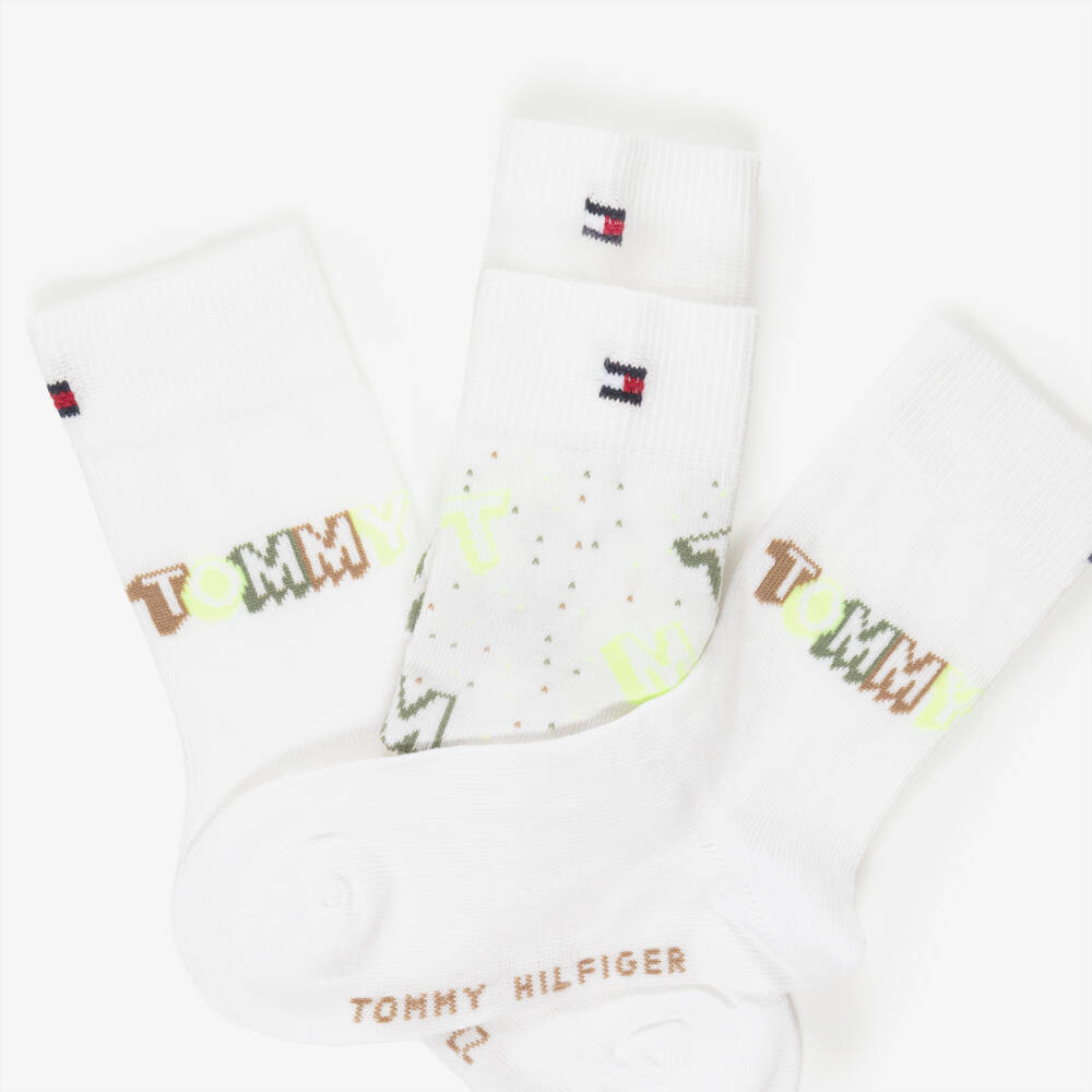 Tommy Hilfiger- White Knitted Logo Socks (2 Pack) | Childrensalon