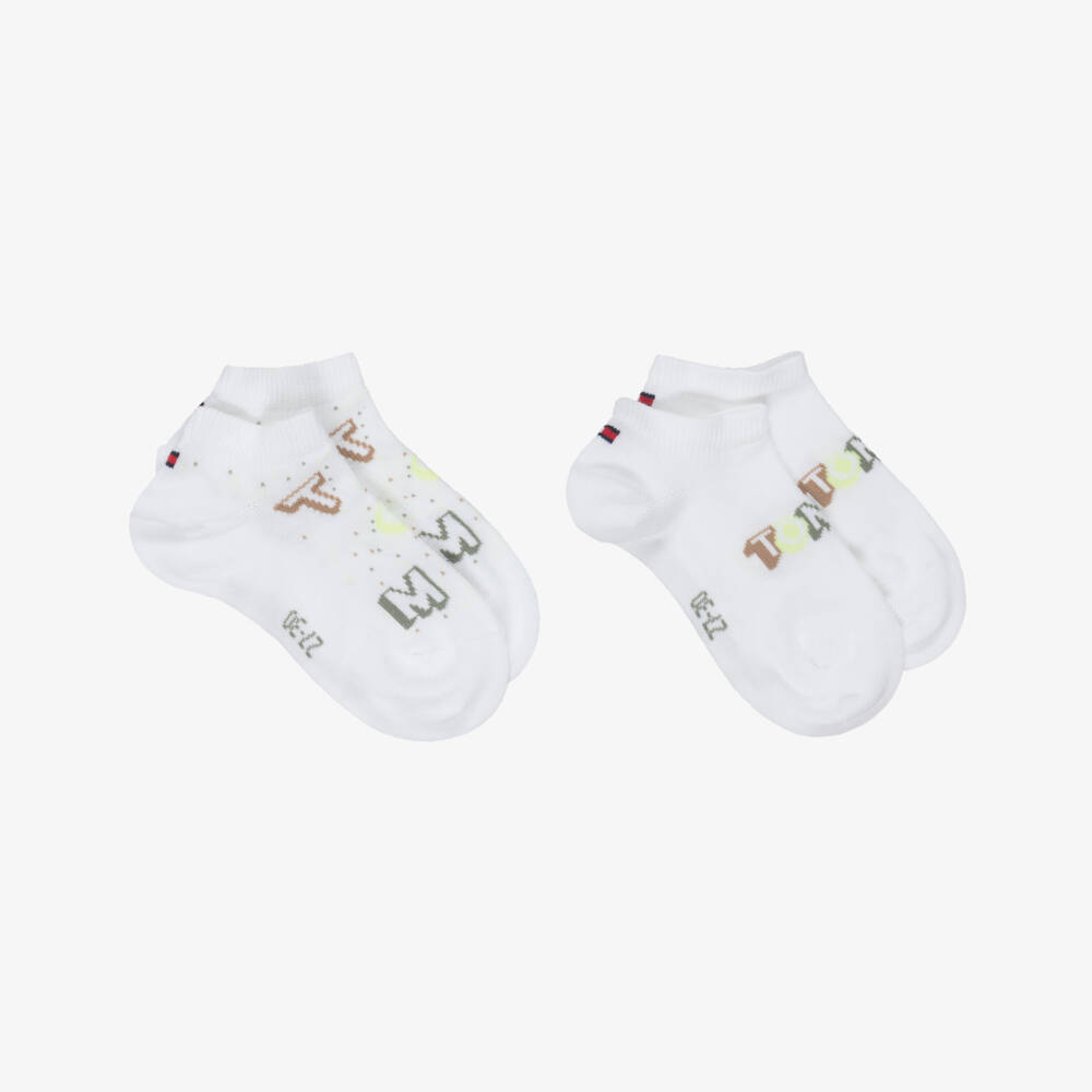 Tommy Hilfiger-White Logo Trainer Socks (2 Pack) | Childrensalon