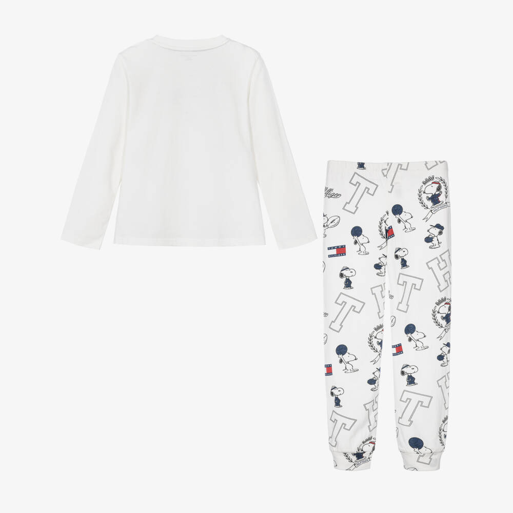 Tommy Hilfiger-White Peanuts Print Pyjamas in Cotton Jersey | Childrensalon