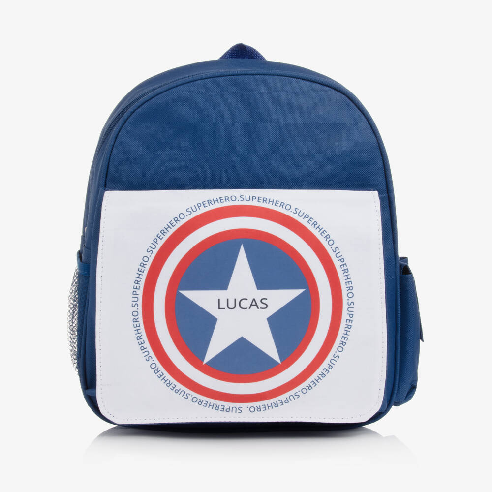 Treat Republic-Синий персонализированный рюкзак для супергероя (31см) | Childrensalon