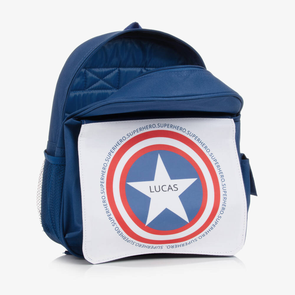 Treat Republic-Синий персонализированный рюкзак для супергероя (31см) | Childrensalon