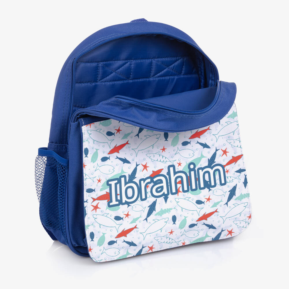 Treat Republic-Boys Blue Personalised Shark Backpack (30cm) | Childrensalon
