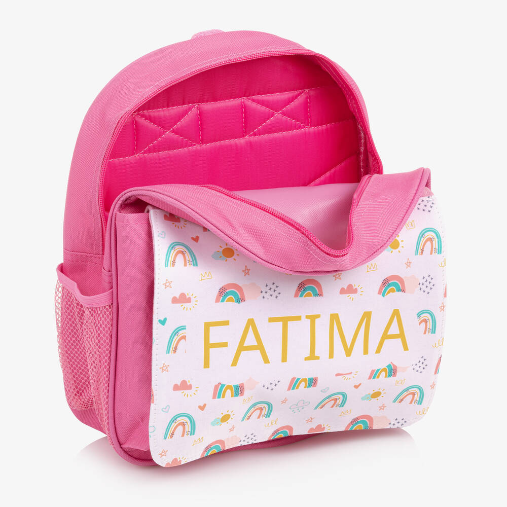 Treat Republic-Girls Pink Personalised Rainbow Backpack (30cm) | Childrensalon