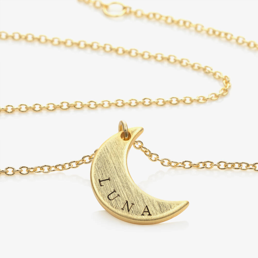 Treat Republic-Personalised Gold Plated Moon Necklace (46cm) | Childrensalon