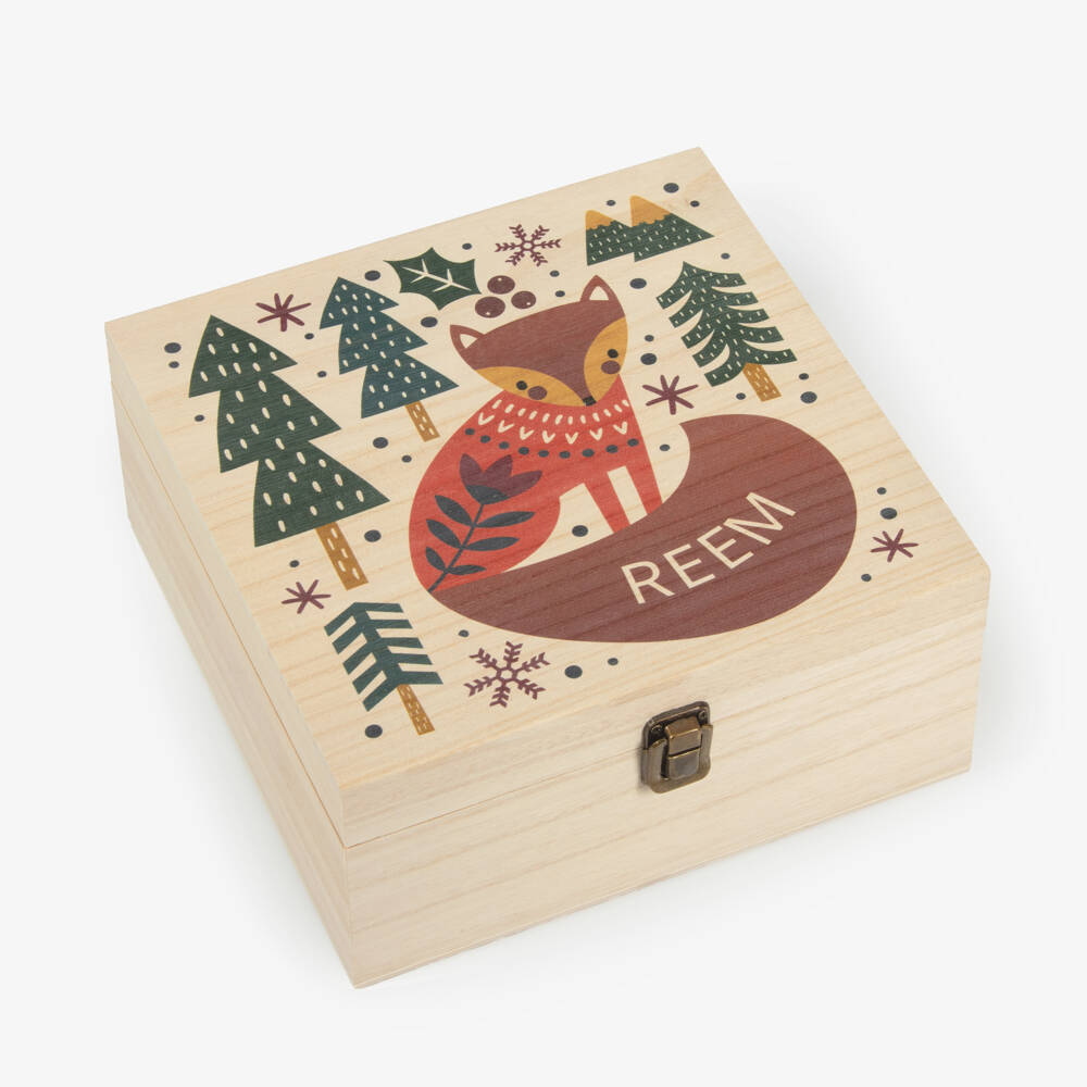 Treat Republic-Personalised Wooden Christmas Eve Fox Box (24cm) | Childrensalon