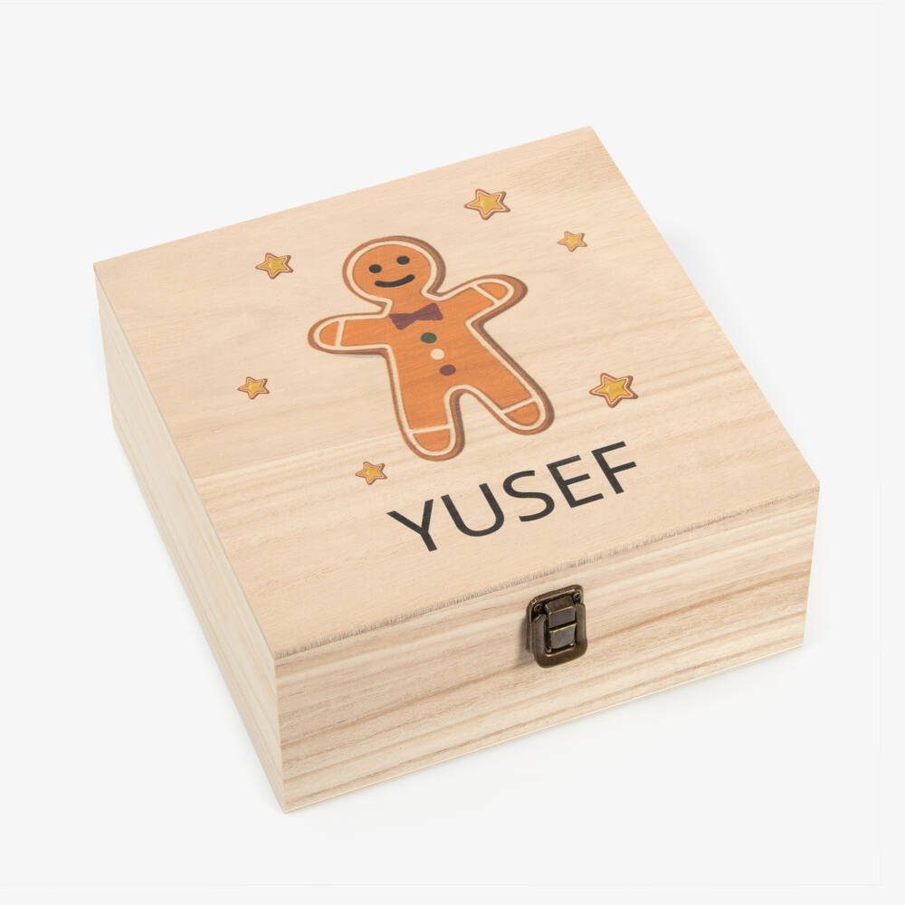 Treat Republic-Personalised Wooden Gingerbread Man Box (24cm)  | Childrensalon