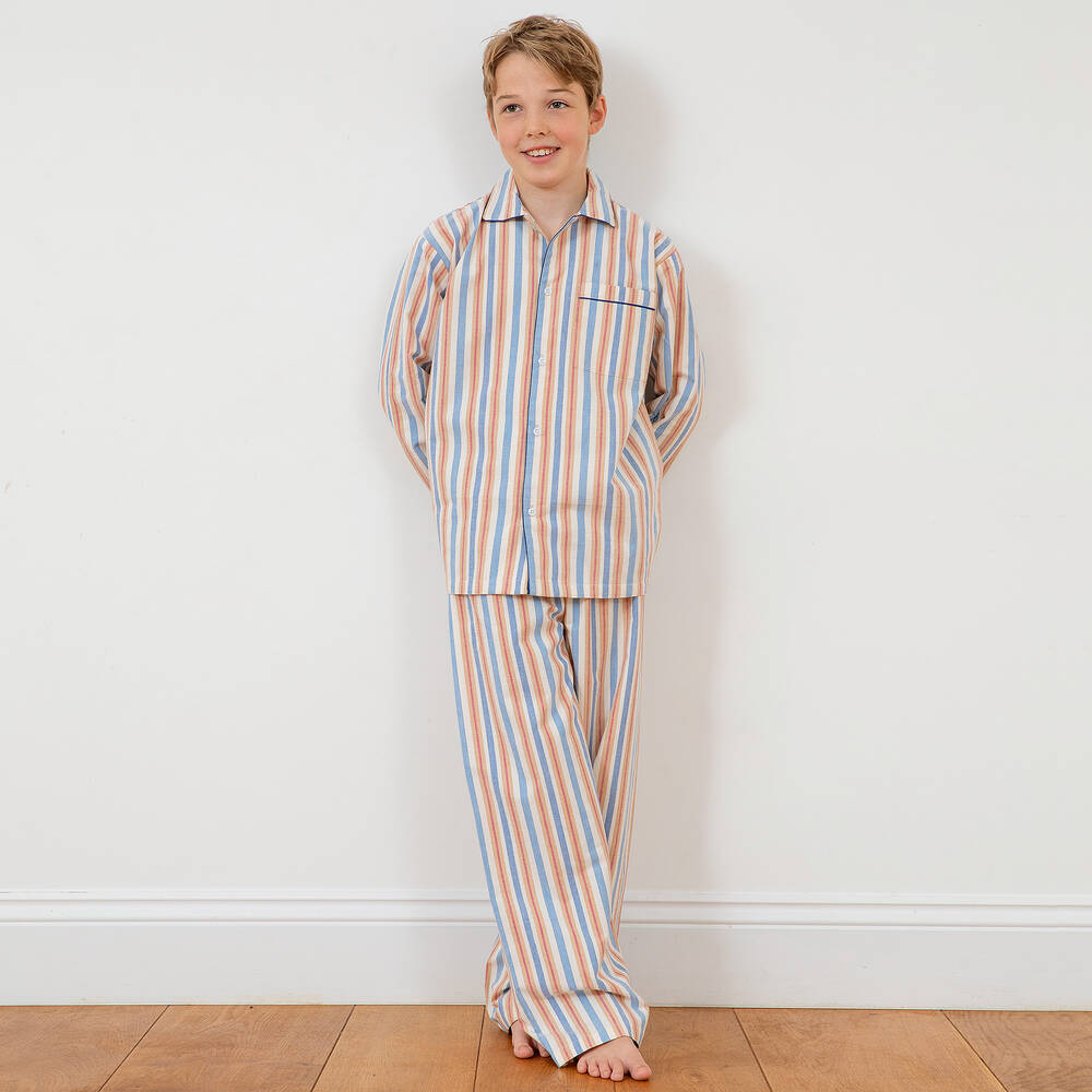 Turquaz-Бежевая хлопковая пижама в полоску для мальчиков | Childrensalon