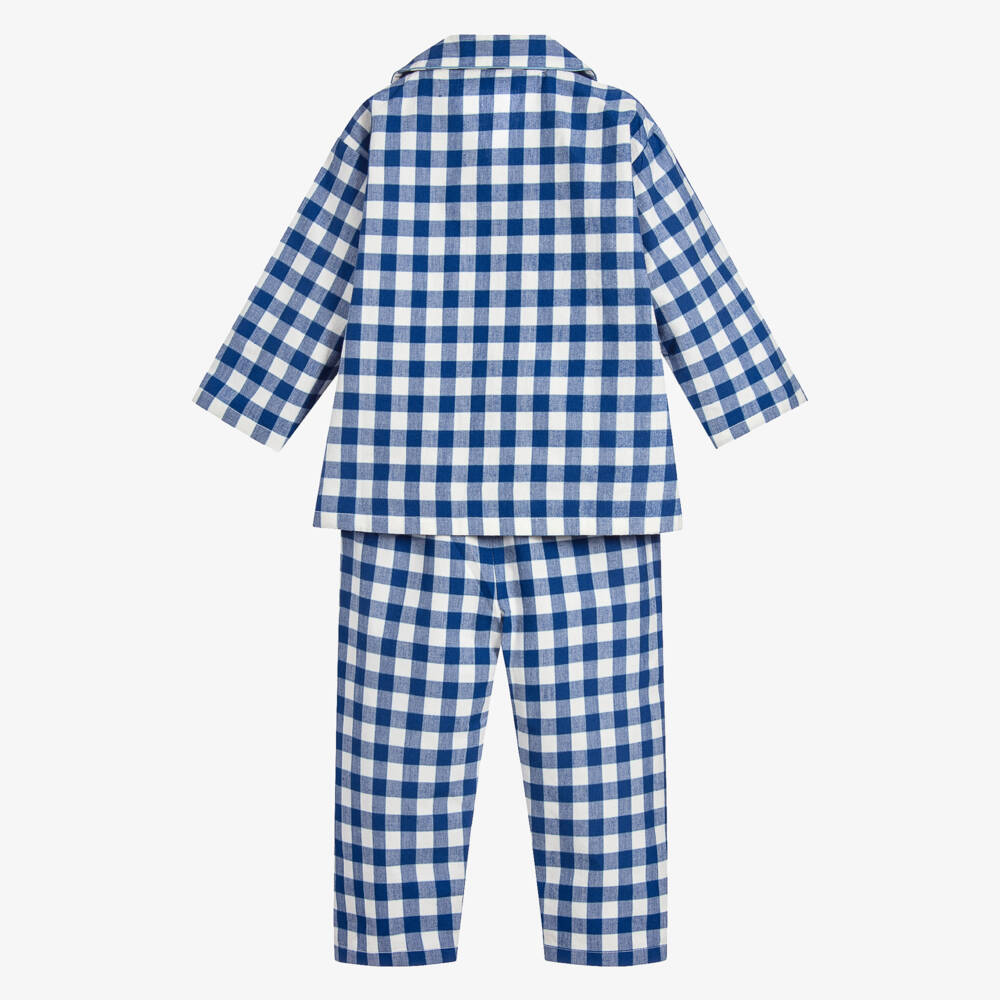 Turquaz-Boys Blue Cotton Gingham Pyjamas | Childrensalon