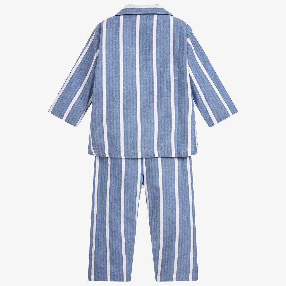 Turquaz-Boys Blue Stripe Cotton Pyjamas | Childrensalon
