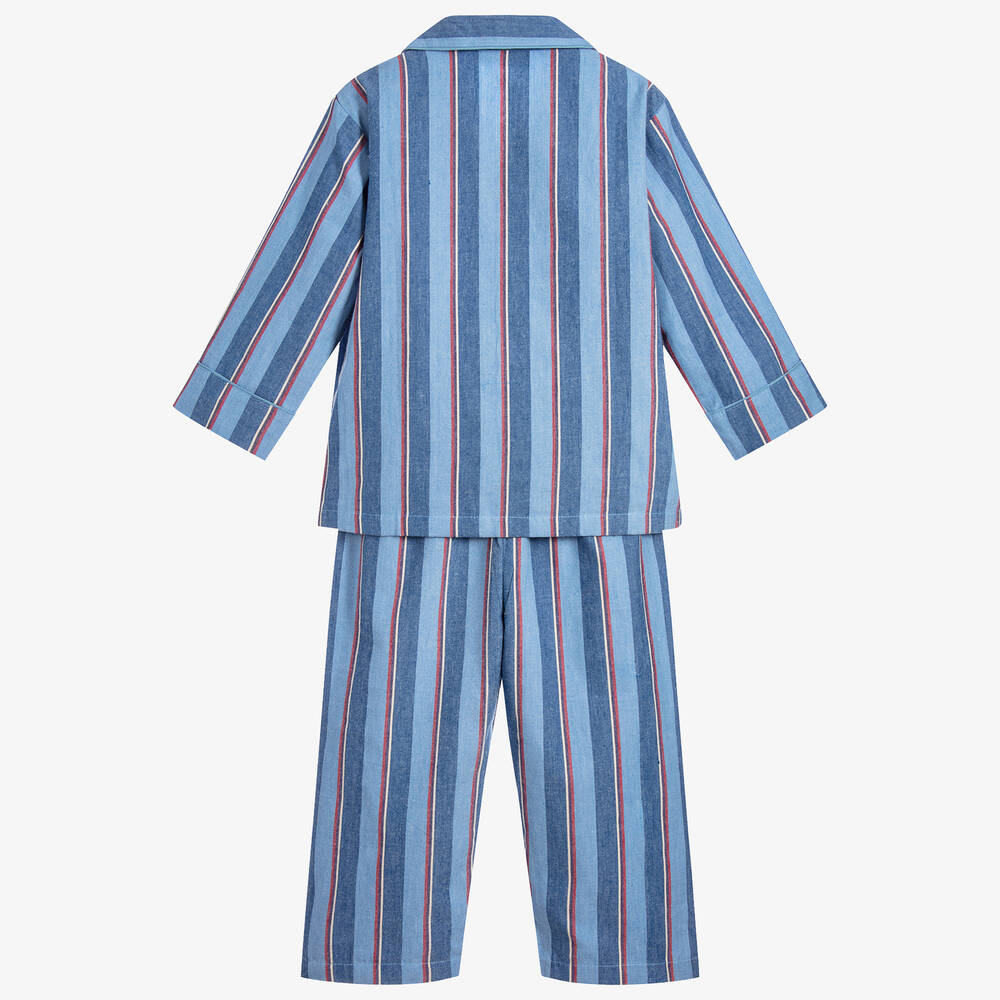 Turquaz-Boys Blue Striped Cotton Pyjamas | Childrensalon