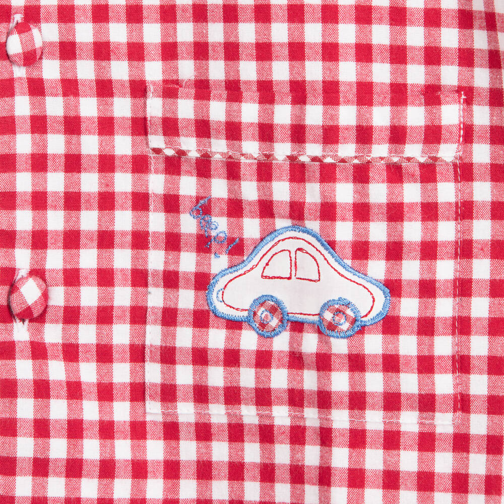 Turquaz-Boys Red Gingham Cotton Pyjamas  | Childrensalon