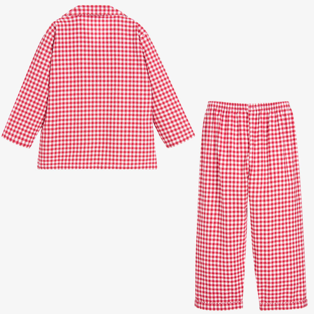 Turquaz-Boys Red Gingham Cotton Pyjamas  | Childrensalon