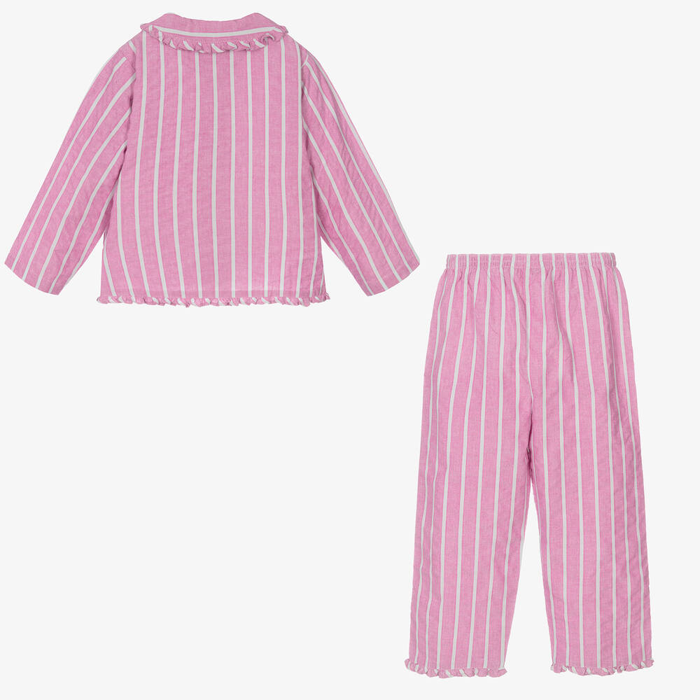 Turquaz-Girls Pink Striped Cotton Pyjamas | Childrensalon